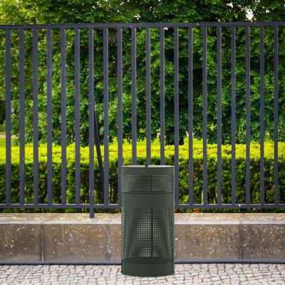 Emma + Oliver Kirk 11.5 Gallon Stainless Steel Outdoor Trash Can with Lid, Freestanding or Mountable Design, 20 Trash Bags Included, Green Image 2