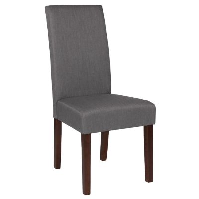 Emma + Oliver Light Gray Fabric Parsons Chair with Mahogany Legs Image 1