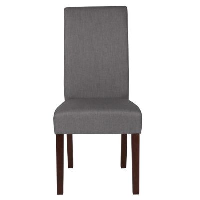 Emma + Oliver Light Gray Fabric Parsons Chair with Mahogany Legs Image 1