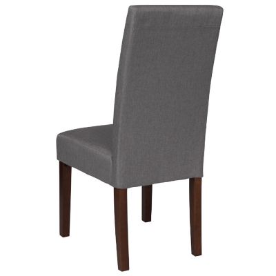 Emma + Oliver Light Gray Fabric Parsons Chair with Mahogany Legs Image 2