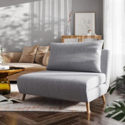 Emma + Oliver Lt Gray Tri-Fold Sleeper Chair Image 1