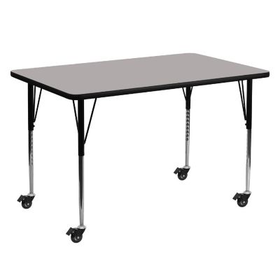Emma + Oliver Mobile 30x60 Grey HP Laminate Adjustable Activity Table Image 1