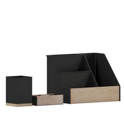 Emma + Oliver Nessa 3 Piece Organization Kit - Wood and Metal Construction - Rustic Styling - Large Storage Capacity - Protective Foam Pads Image 1