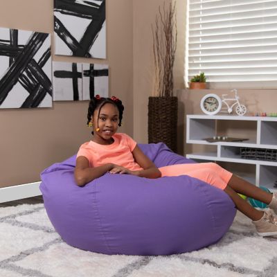 Emma + Oliver Oversized Solid Purple Bean Bag Chair for Kids and Adults Image 3