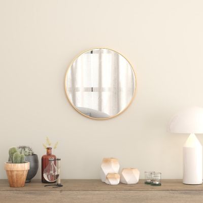 Emma + Oliver Oxidized Finish Gold Metal Wall Mounted Mirror - 20" Round Design - 4 mm Silvered Back - Anti Shatter Safety Film Keeps Glass in Frame if Broken Image 1