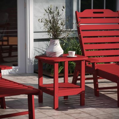 Emma + Oliver Red 2 Tier Patio Side Table Image 1