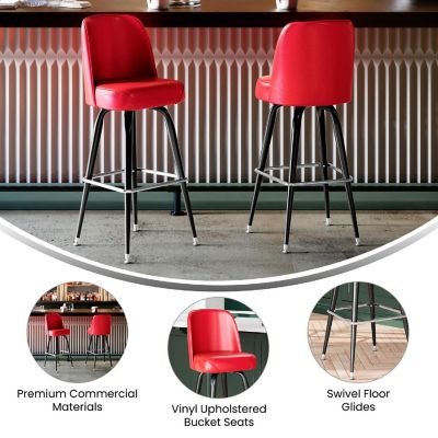 Emma + Oliver Red Bucket Seat Stool Image 3