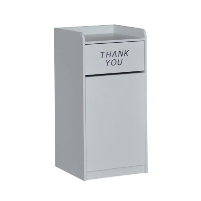 Emma + Oliver Sean Laminate Wood Tray-Top Trash Receptacle in Gray Image 1