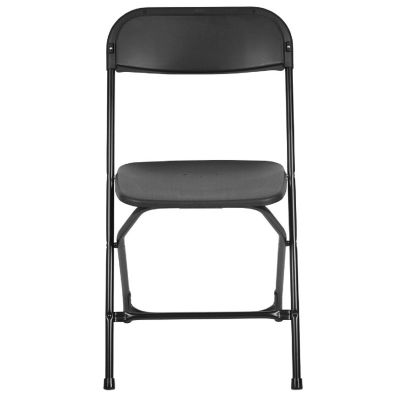 Emma + Oliver Set of 10 Plastic Folding Chairs - 650 LB Weight Capacity Lightweight Stackable Folding Chair in Black Image 2