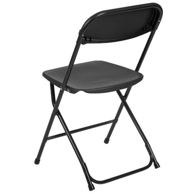 Emma + Oliver Set of 10 Plastic Folding Chairs - 650 LB Weight Capacity Lightweight Stackable Folding Chair in Black Image 3