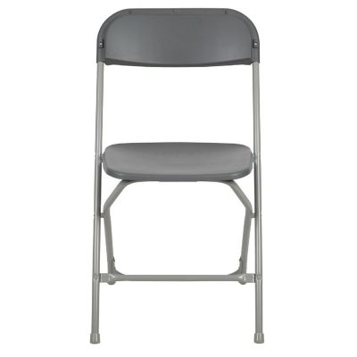 Emma + Oliver Set of 10 Plastic Folding Chairs - 650 LB Weight Capacity Lightweight Stackable Folding Chair in Grey Image 2