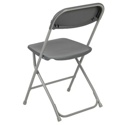 Emma + Oliver Set of 10 Plastic Folding Chairs - 650 LB Weight Capacity Lightweight Stackable Folding Chair in Grey Image 3