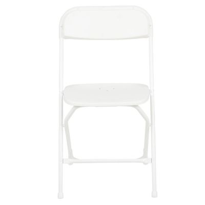 Emma + Oliver Set of 10 Plastic Folding Chairs - 650 LB Weight Capacity Lightweight Stackable Folding Chair in White Image 2