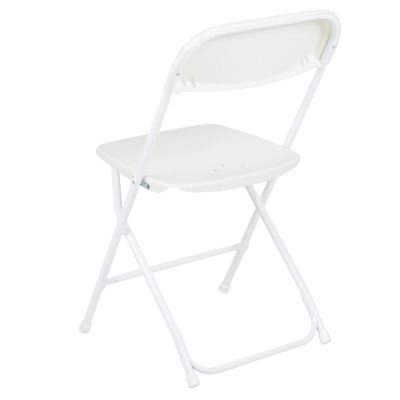 Emma + Oliver Set of 10 Plastic Folding Chairs - 650 LB Weight Capacity Lightweight Stackable Folding Chair in White Image 3