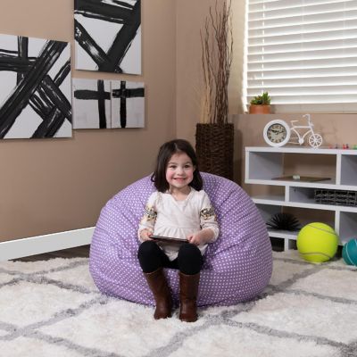 Emma + Oliver Small Lavender Dot Bean Bag Chair for Kids and Teens Image 3