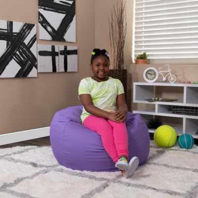 Emma + Oliver Small Solid Purple Bean Bag Chair for Kids and Teens Image 3