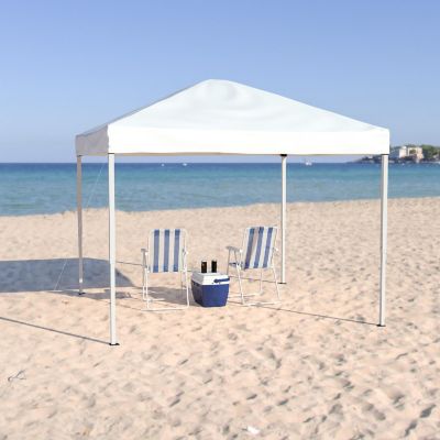 Emma + Oliver Tamar 10'x10' Pop Up Canopy Tent - Blue Weather Resistant Top - UV Coated for UPF50+ Protection - Reinforced Corners - Easy Assembly - Carry Bag Image 1