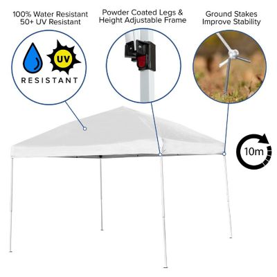 Emma + Oliver Tamar 10'x10' Pop Up Canopy Tent - Blue Weather Resistant Top - UV Coated for UPF50+ Protection - Reinforced Corners - Easy Assembly - Carry Bag Image 3