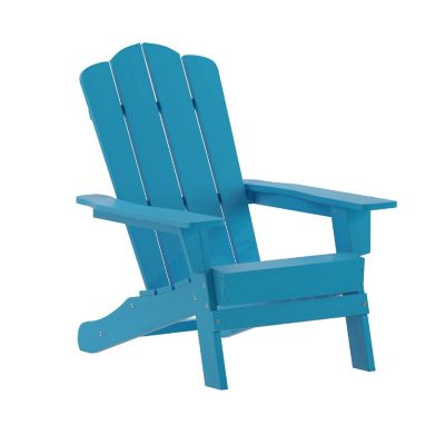 Emma + Oliver Tiverton Adirondack Chair with Cup Holder, Weather Resistant Poly Resin Adirondack Chair, Blue Image 1