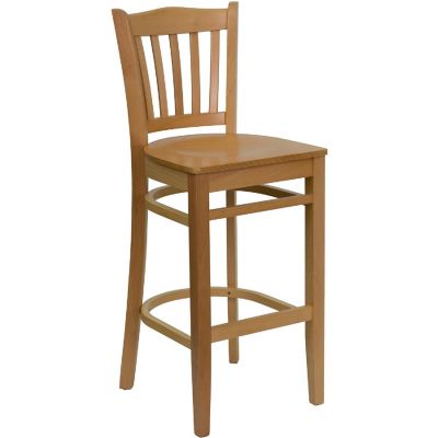 Emma + Oliver Vertical Slat Back Natural Wood Barstool Image 1