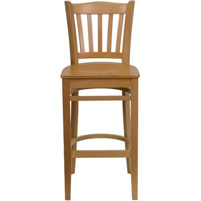 Emma + Oliver Vertical Slat Back Natural Wood Barstool Image 2