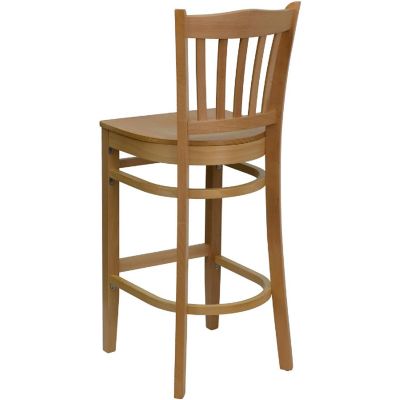 Emma + Oliver Vertical Slat Back Natural Wood Barstool Image 3