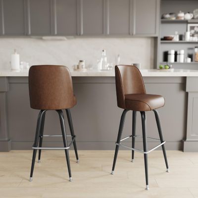 Emma + Oliver Wthrd Brown Bucket Seat Stool Image 2