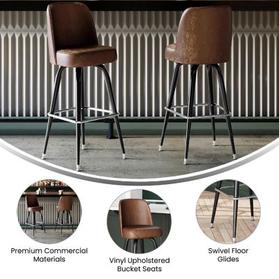 Emma + Oliver Wthrd Brown Bucket Seat Stool Image 3