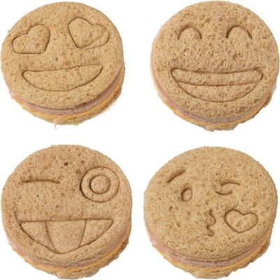 Emoji Sandwich Cutters - 4 Pack Set for DIY Bread Shapes, Pancakes, Cookies &amp; More, Decruster is BPA Free &amp; Suitable for Kids, Cute Back for Back to School, Eas Image 2