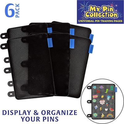 Enamel Pin Display Pages (6 PK) - Display and Trade Your Disney Collectible Pins in Any 3-Ring Binder - Pages Lay Flat with Pinbacks and NO Sagging! (Black - Pi Image 1