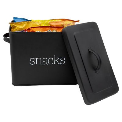 Enamelware Snack Bin, Black, Farmhouse Rustic Style Tin Kitchen Container Image 1