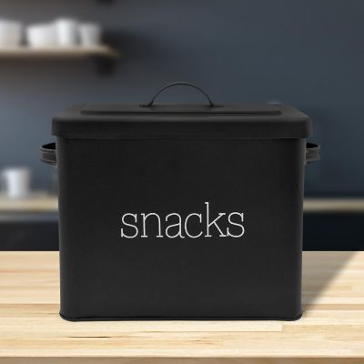 Enamelware Snack Bin, Black, Farmhouse Rustic Style Tin Kitchen Container Image 1