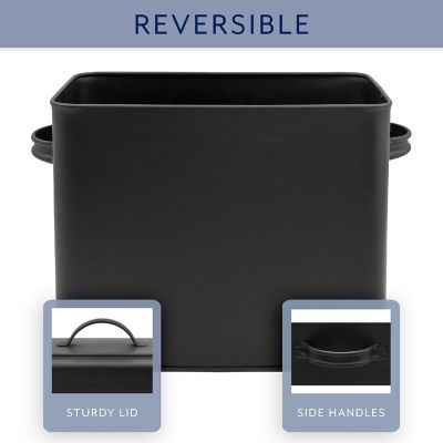 Enamelware Snack Bin, Black, Farmhouse Rustic Style Tin Kitchen Container Image 2