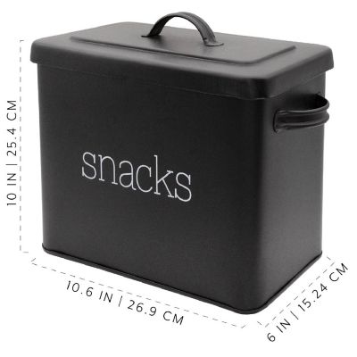 Enamelware Snack Bin, Black, Farmhouse Rustic Style Tin Kitchen Container Image 3