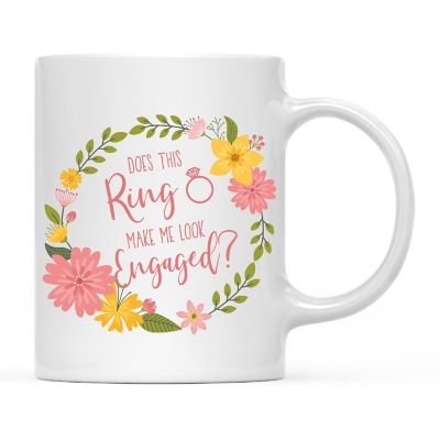 Engaged Ring Floral Wreath Ceramic Mug Image 2