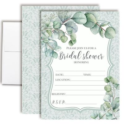 Eucalyptus Greenery Bridal Shower Party Invitations Image 1