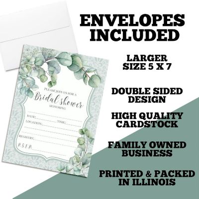 Eucalyptus Greenery Bridal Shower Party Invitations Image 1