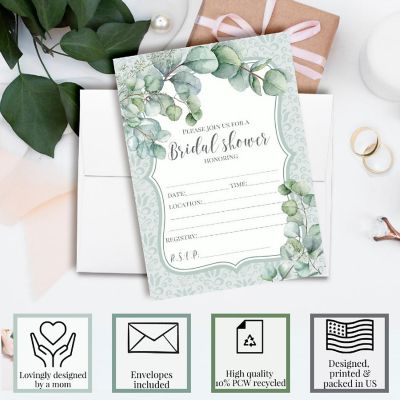 Eucalyptus Greenery Bridal Shower Party Invitations Image 2