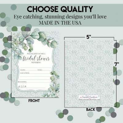 Eucalyptus Greenery Bridal Shower Party Invitations Image 3
