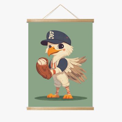 Evan the Eagle Eye Pitcher Wood Frame Hanger by Dancing Littles Jungle Image 1
