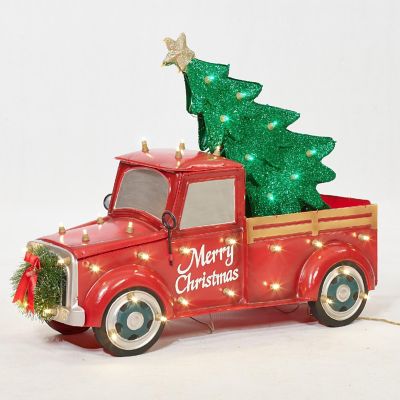 Everstar 28" UL LED TRUCK WITH CHRISTMAS TREE SCULPTURE, Red Image 1