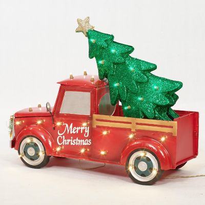 Everstar 28" UL LED TRUCK WITH CHRISTMAS TREE SCULPTURE, Red Image 1