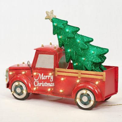 Everstar 28" UL LED TRUCK WITH CHRISTMAS TREE SCULPTURE, Red Image 3