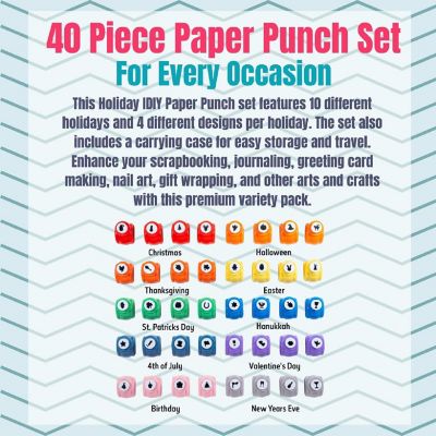 Every Occasion Year Round Scrapbook Paper Punchers -40 Unique Designs for Holiday -Christmas, Thanksgiving, Hanukkah, Easter, Birthday, DIY Craft Kit & Accessor Image 1