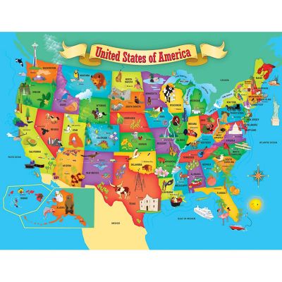 Explorers - USA Map with State Shaped pieces 60 Piece Kids Puzzle Image 2