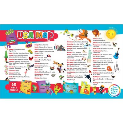 Explorers - USA Map with State Shaped pieces 60 Piece Kids Puzzle Image 3