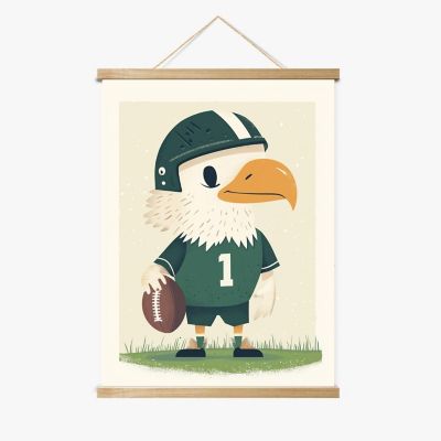 Ezra the Soaring Eagle Wood Frame Hanger by Dancing Littles Jungle Image 1