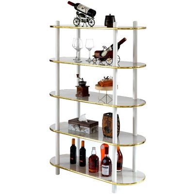 Fabulaxe 5 Tier Open Bookshelf, Contemporary Classic Modern Style Free Standing Wood Display Rack Unit for Collections, 59" Height Etagere Bookcase, White Image 1