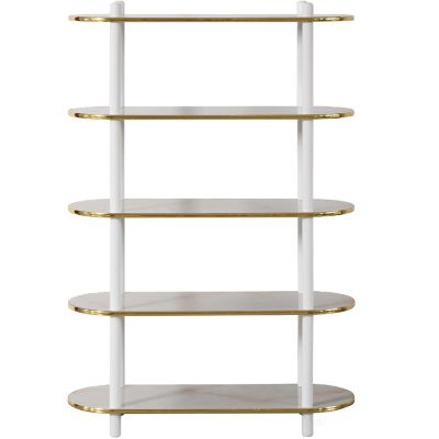Fabulaxe 5 Tier Open Bookshelf, Contemporary Classic Modern Style Free Standing Wood Display Rack Unit for Collections, 59" Height Etagere Bookcase, White Image 3