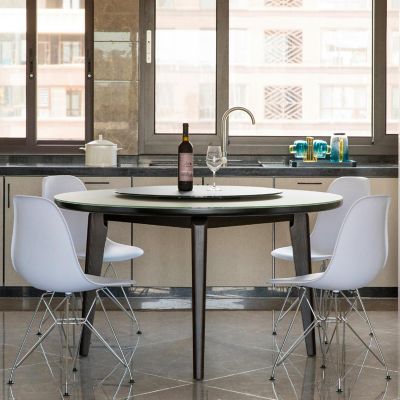 Fabulaxe Mid-Century Modern Style Plastic DSW Shell Dining Chair with Metal Legs, White Image 1